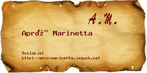 Apró Marinetta névjegykártya